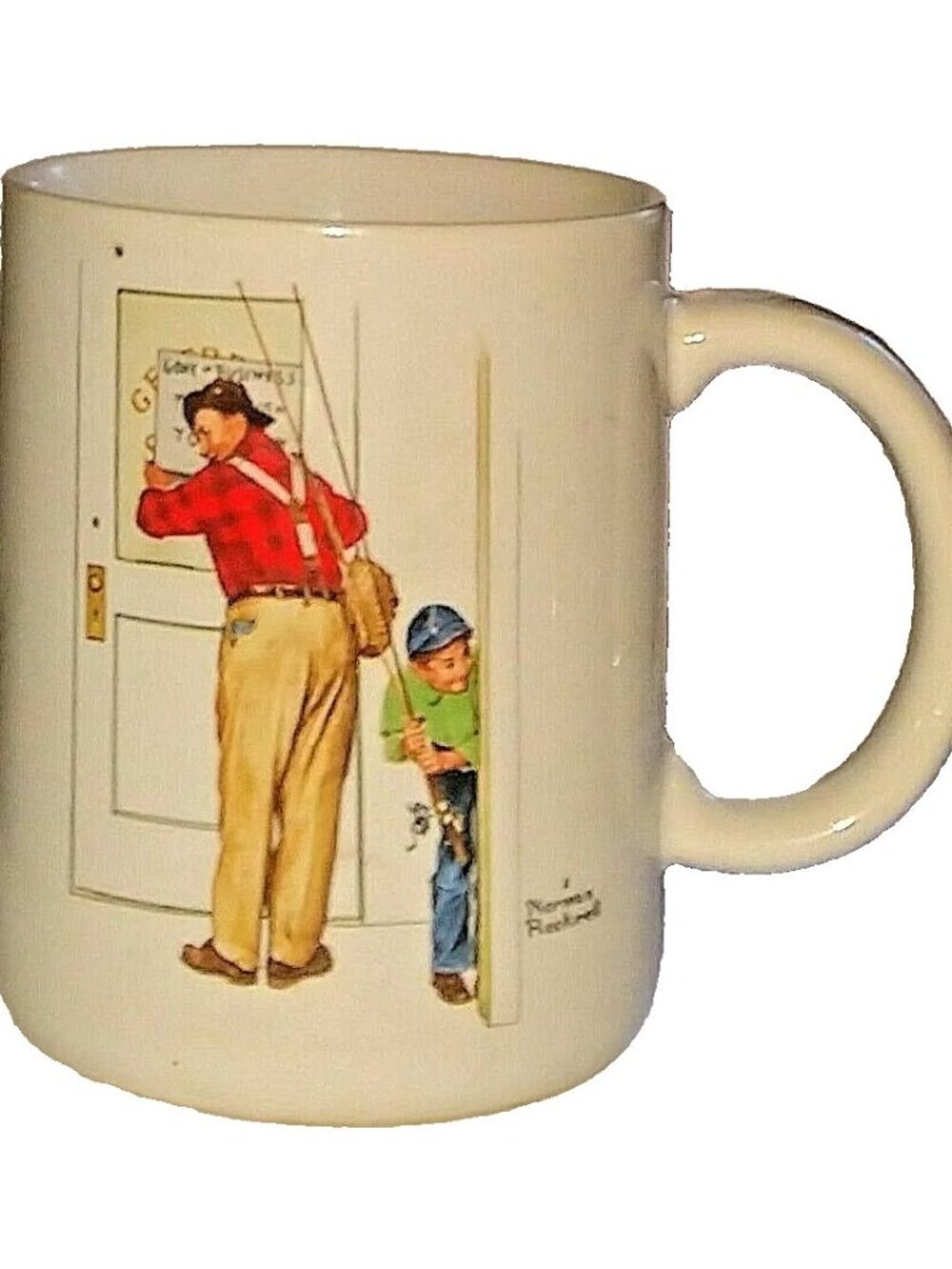 Norman Rockwell Mug “Closed for Business” Vintage Coffee Cup Collectible
